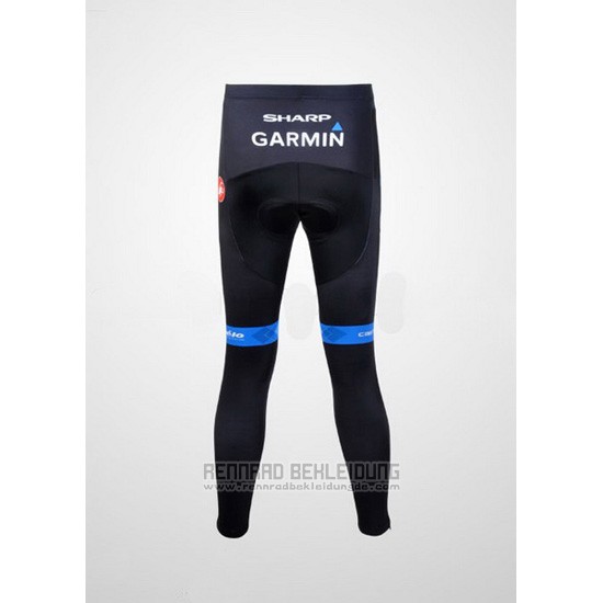 2012 Fahrradbekleidung Garmin Cervelo Wei und Azurblau Trikot Langarm und Tragerhose - zum Schließen ins Bild klicken